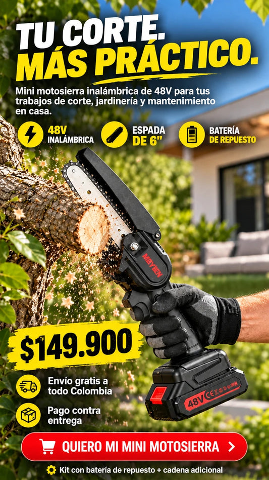 Mini Motosierra Eléctrica Inalámbrica 48V